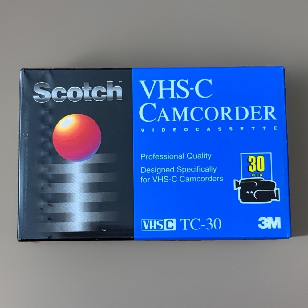 New Sealed VHS-C (Compact) Scotch TC-30 Camcorder Cassette Tape